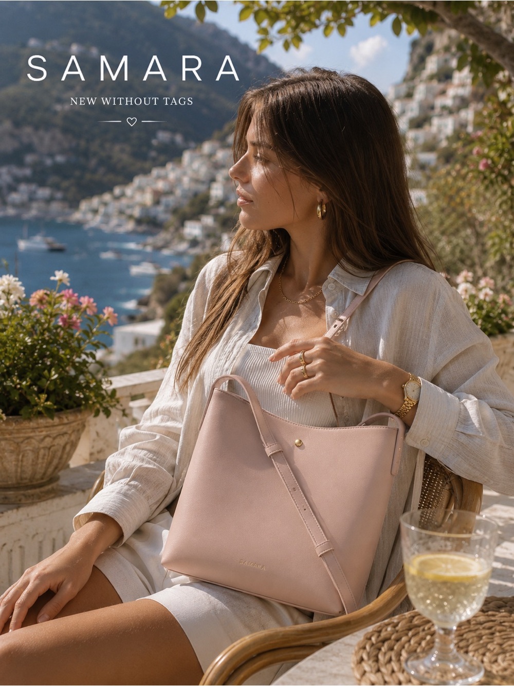 NWOT SAMARA Blush Vegan Leather Shoulder Bag | Minimal Crossbody